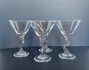 Vintage Z-Stem Martini Glasses Set of 4