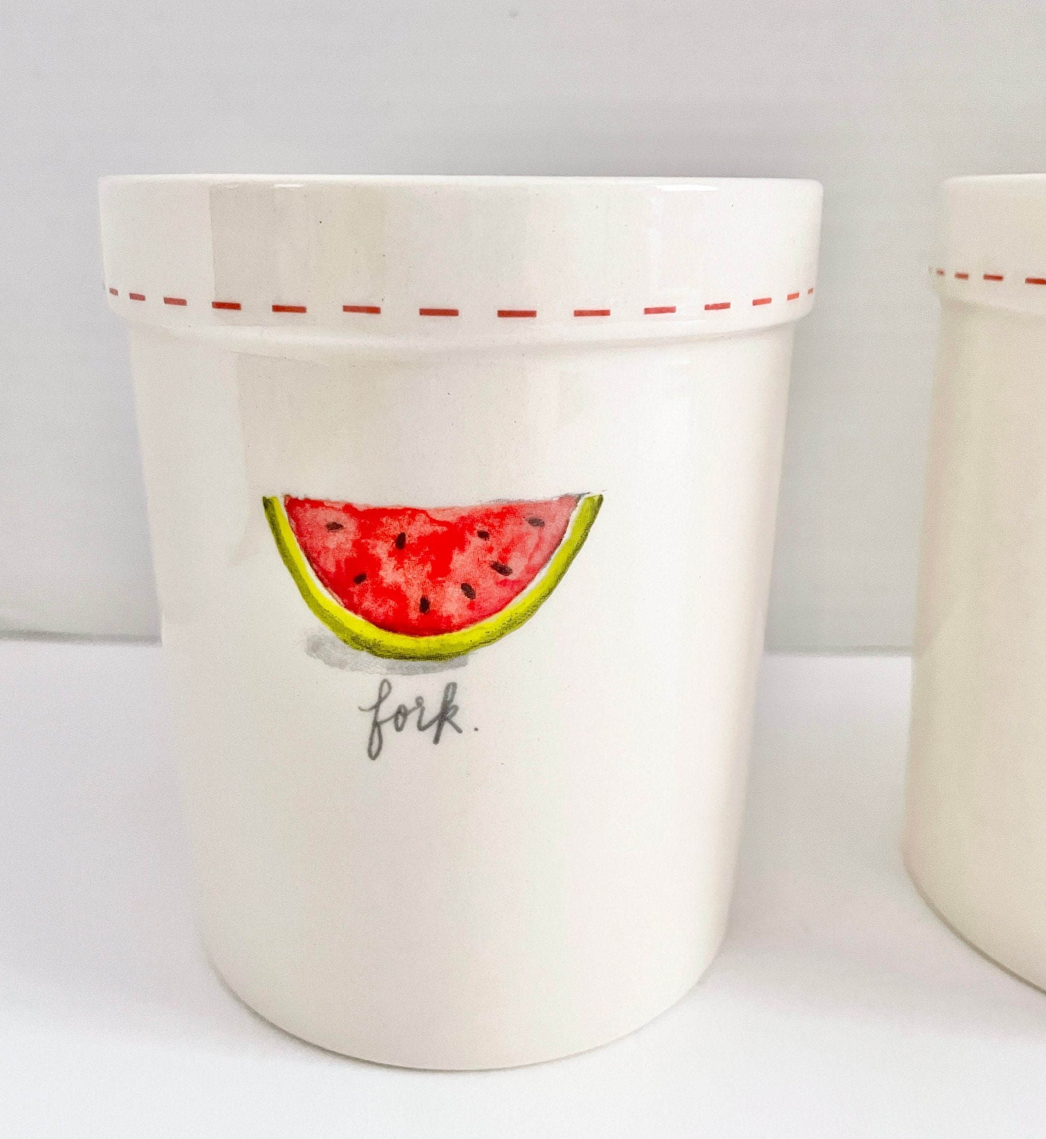 Rae Dunn Watermelon and Red Stitch Flatware Holders Set of 3 Etsy