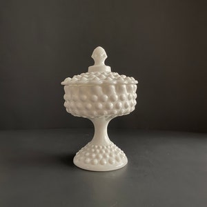 Fenton Hobnail Milchglas Kompott Konfektschale mit Deckel