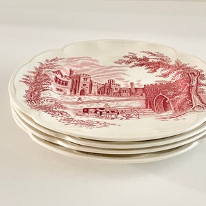 Vintage Johnson Brothers Haddon Hall Pink Bread And Butter Plates Set of 4