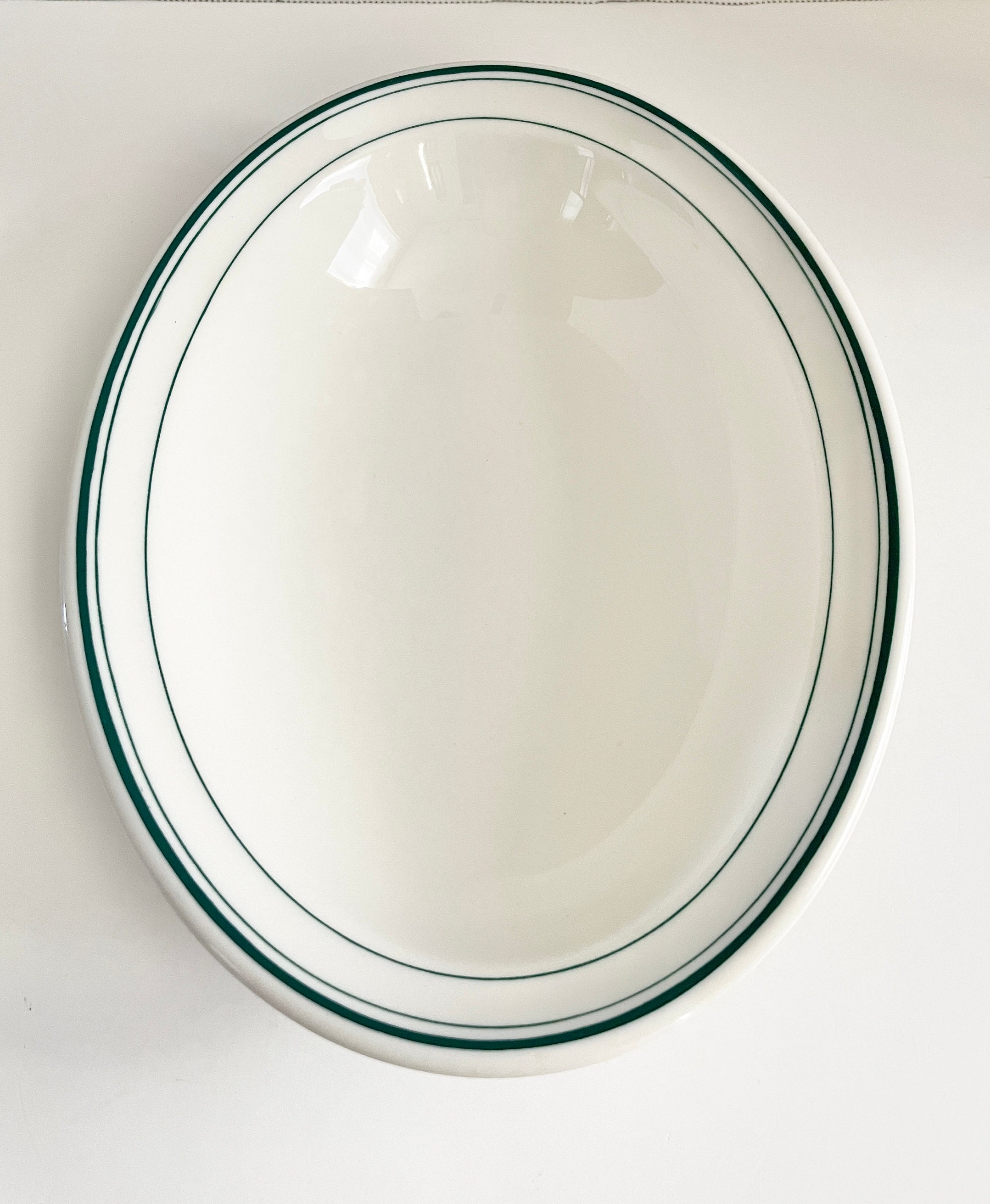 Vintage 1953 Walker China Restaurant Ware Green and White Oval Etsy
