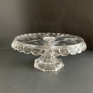 Mikasa Holiday Evergreen Clear Glass Footed Cake Plate Stand In Original Box