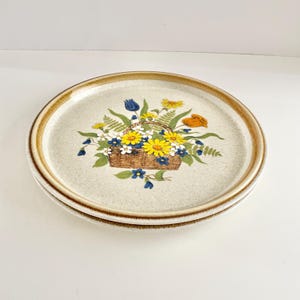 Vintage Mikasa Stone Manor Gartenstrauß Steinzeug Speiseteller 2er Set