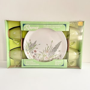 Vintage Roymac Melamine 16 Piece Service For 4 Dinnerware Set In Original Sealed Packaging