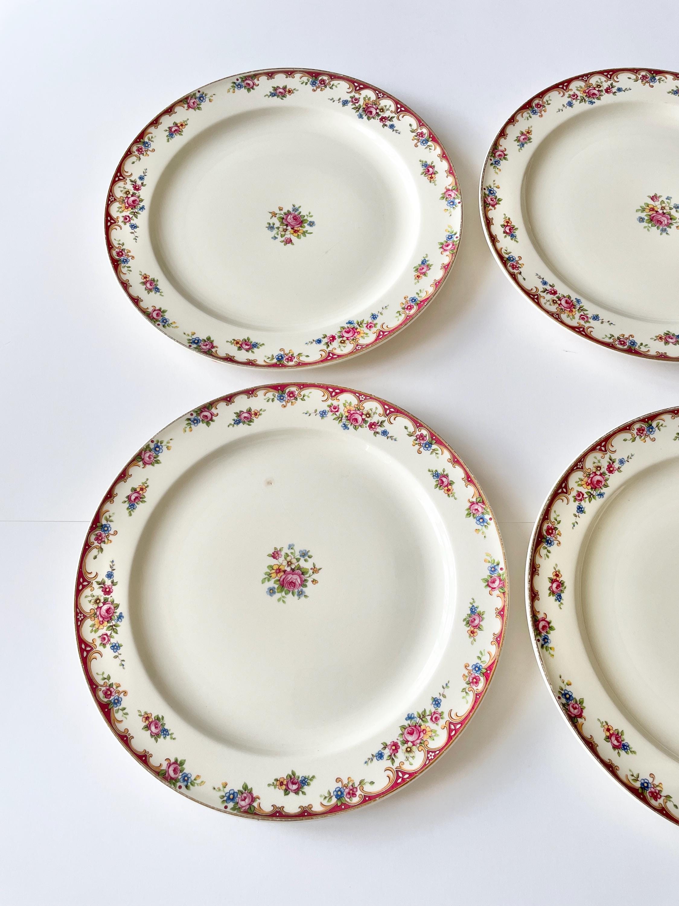 Vintage Edwin Knowles China KNO382 Hostess Shape Dinner Plates Set