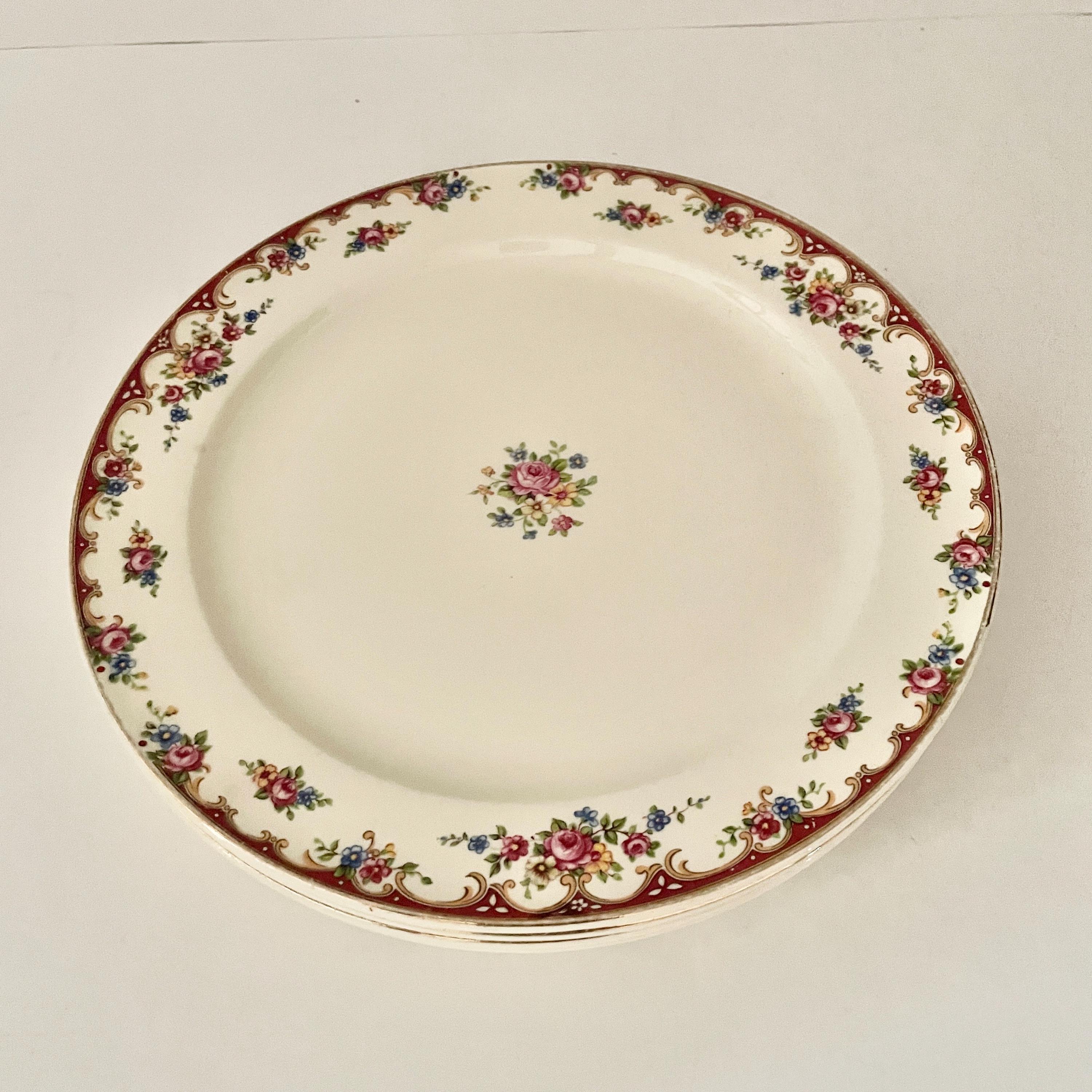Vintage Edwin Knowles China KNO382 Hostess Shape Dinner Plates Set