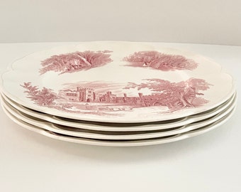 Vintage Johnson Brothers Haddon Hall Pink Dinner Plates Set of 4