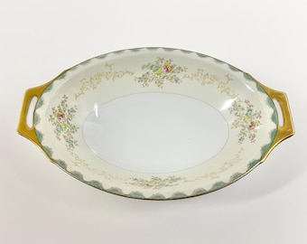 Vintage Meito China V1848 Hand Painted Floral 11" Oval Vegetable Bowl
