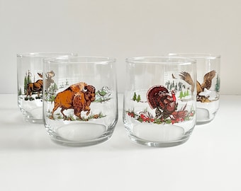 Choice Of Vintage Libbey American Wildlife Old Fashioned Glass (Price is Per Glass)