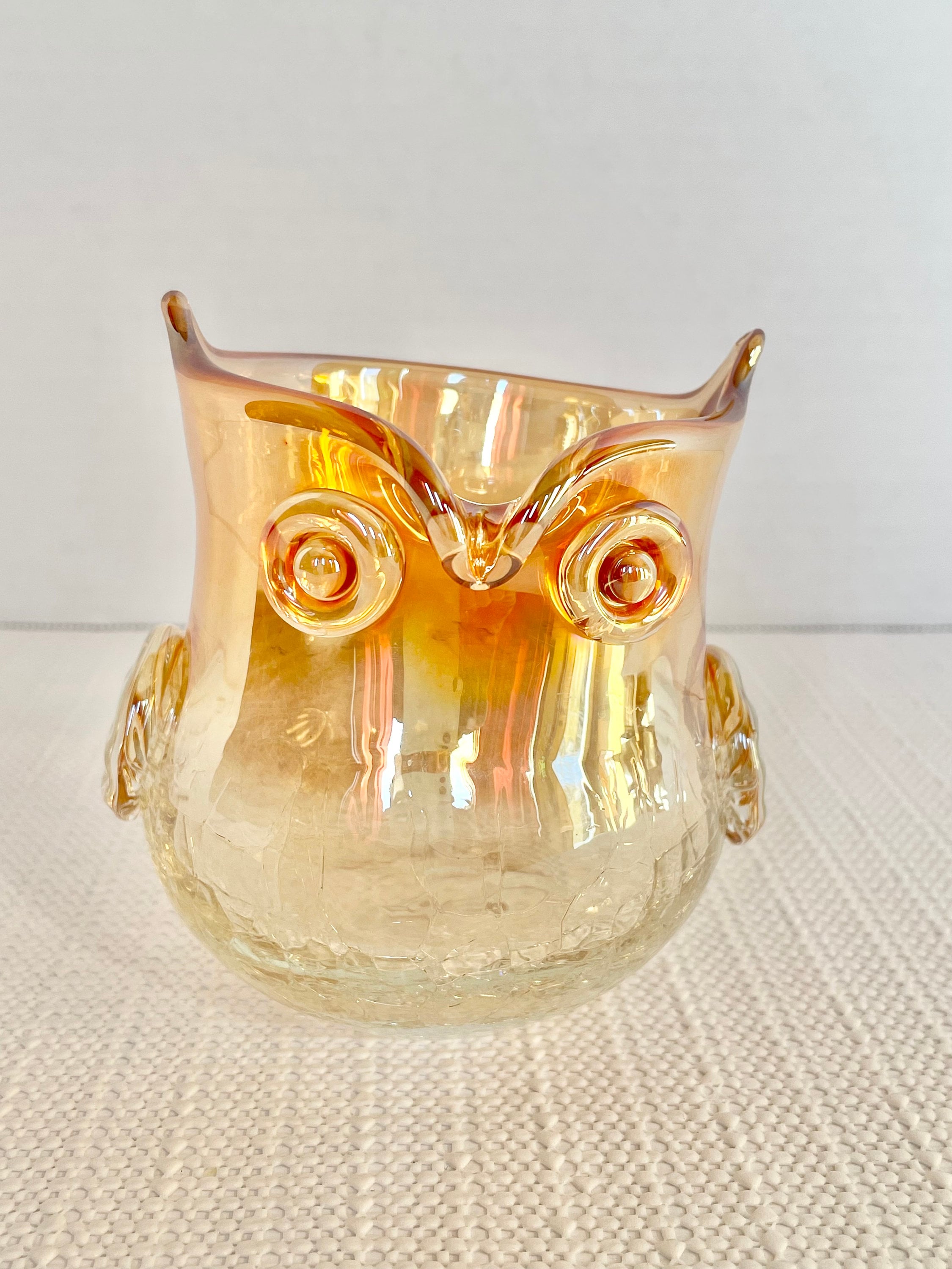 Vintage Owl Vase Amber Glass 7" Tall agrohort.ipb.ac.id
