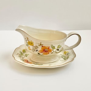 Vintage Mikasa Heritage Olde Tapestry Gravy Boat & Underplate