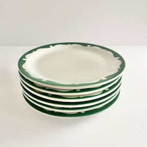 Vintage Shenango China Green White Restaurant Ware Salad Plates Set of 6