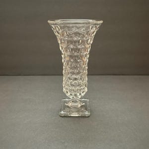 Vintage Fostoria American Clear Square Footed Flower Vase