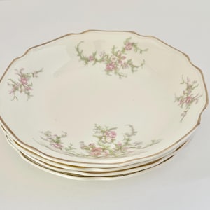 Vintage Pink Floral Rose Coupe Soup Bowls Set of 4