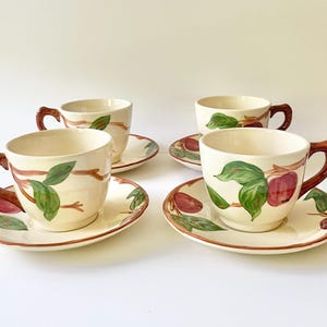 Vintage Franciscan Apple Flat Cups And Saucers USA Backstamp