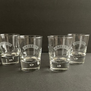 Vintage Baileys Bubble Base Old Fashioned Rocks Glasses Set of 4