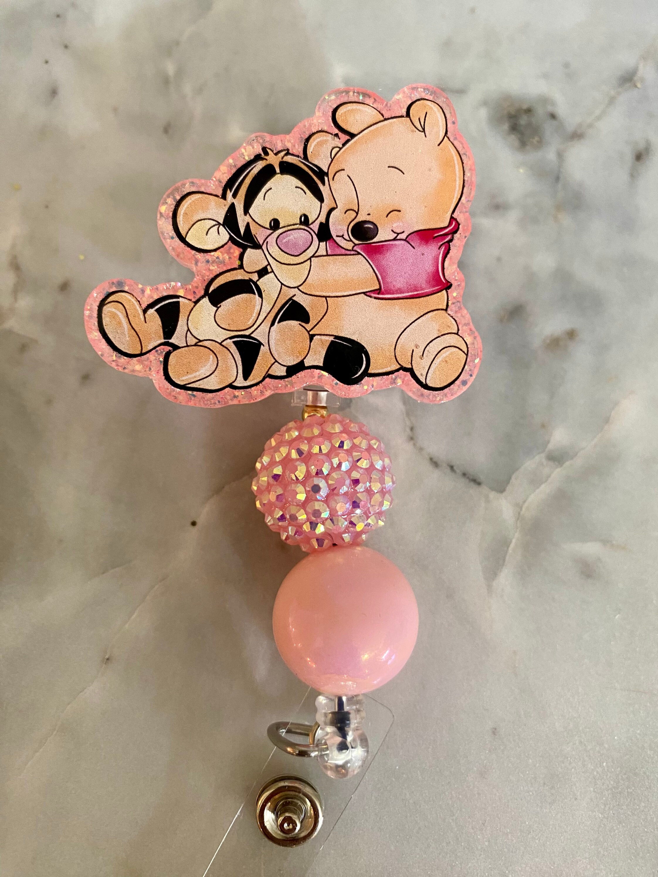 Pooh Bear and Tiger Badge Reel, Retractable ID Holder, Winnie the
