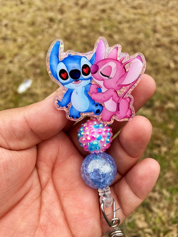 Stitch and Angel Badge Reel, Nurse Accessories, Valentines Badge Reel, Badge Reel for Nurse, Valentines Gift, Cute Badge Reel