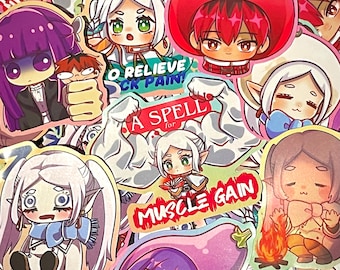 Pegatinas de Beyond Journey's End - Sousou no Frieren // Frieren / Fern / Stark // Vinilo impermeable de 2" // Calcomanía para portátil y teléfono