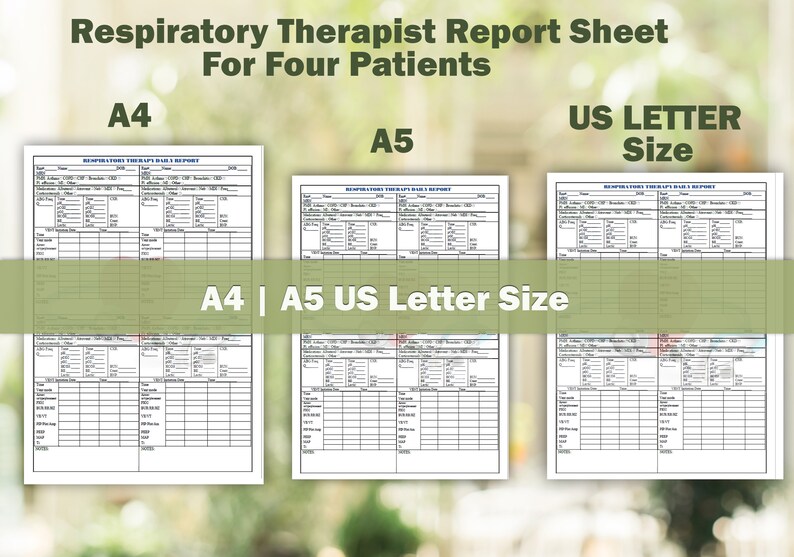 Respiratory Therapist Report Sheet for 4 Patients Printable Etsy