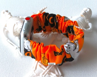 Spooky Halloween Apple Watch Band  Colorful Fabric Prints Gothic Scrunchie Watch Band  Custom Size to Fit to your Wrist  38/40/42/44/20/22mm