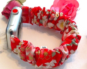 The Orient Express Collection Fitbit Versa 2 Watch Band/Scrunchies Watch Band/Stretchy Watch Band/Custom Size Band | Elastic Watch Band