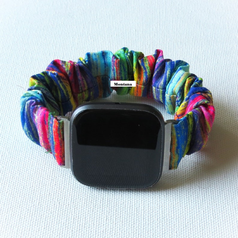FITBIT VERSA 2 Scrunchies Watch Band July 4th Collection Holiday Pattern Stretchy Wrist Loops Custom Fit Montana