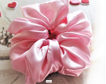 XXL Scrunchies Pink Silk Satin Collection   Long Hair Scrunchies   Scrunchy Hair Tie   Hair Accessories  Jumbo Satin Scrunchy  Bun Hair Wrap