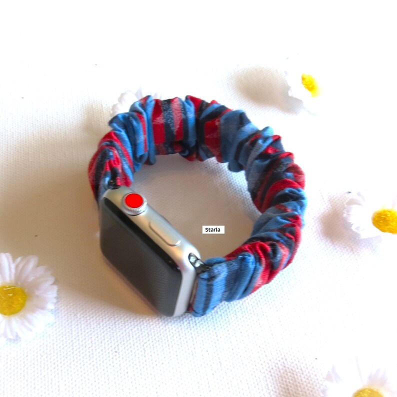 FITBIT VERSA 2 Scrunchies Watch Band July 4th Collection Holiday Pattern Stretchy Wrist Loops Custom Fit Starla