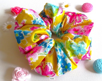 XXL Scrunchies  Floral Collection Scrunchy   Long Hair Ties   Pony Tail Scrunchies   Thick Hair Ties  Hair Accessories  Bun Wrap Hair Ties