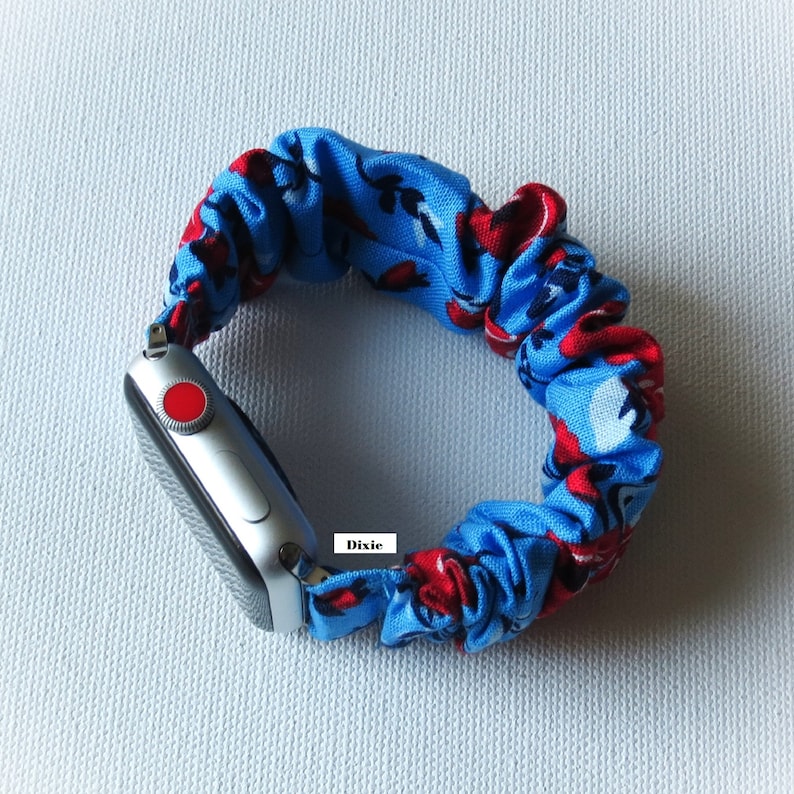 FITBIT VERSA 2 Scrunchies Watch Band July 4th Collection Holiday Pattern Stretchy Wrist Loops Custom Fit Dixie