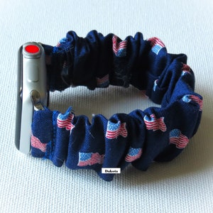 FITBIT VERSA 2 Scrunchies Watch Band July 4th Collection Holiday Pattern Stretchy Wrist Loops Custom Fit Dakota