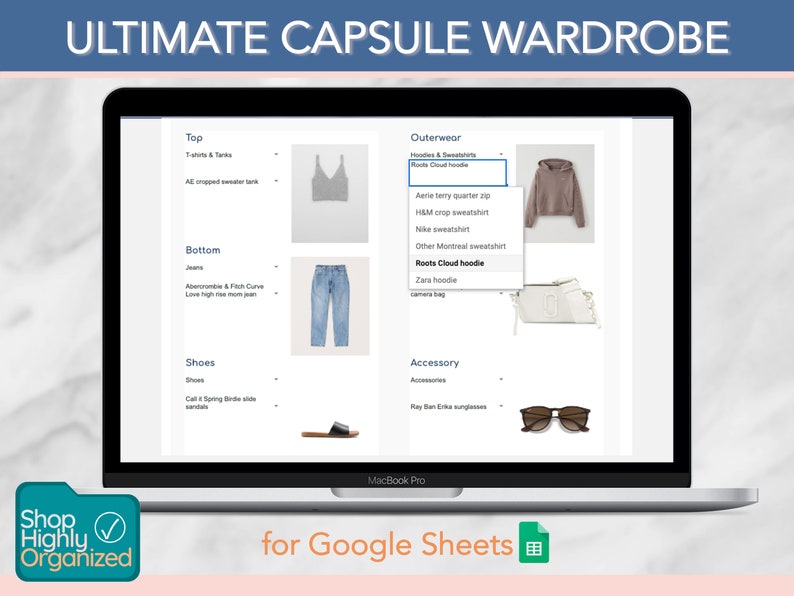 Ultimate Capsule Wardrobe for Google Sheets Shop Highly Organized