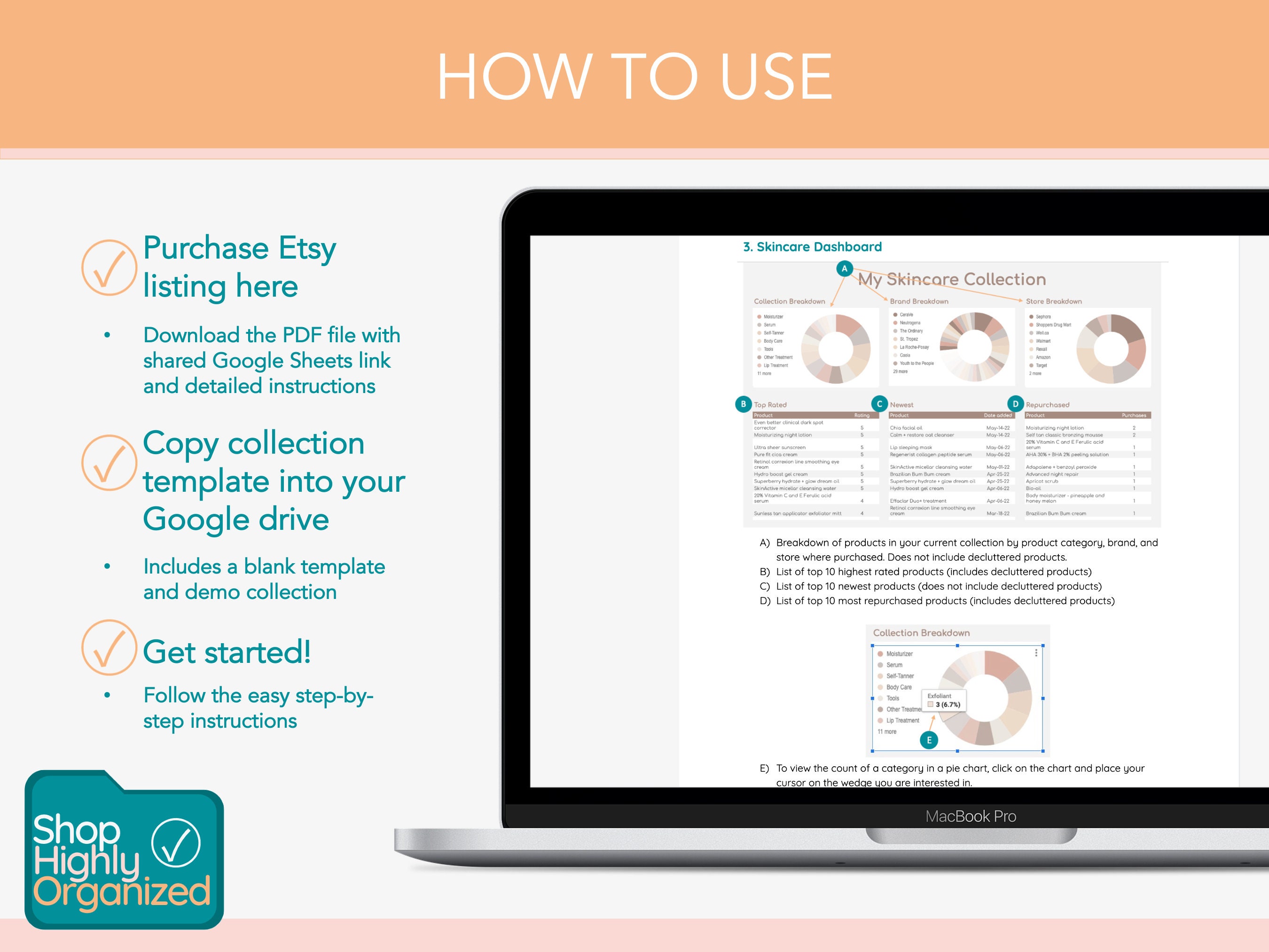 Skincare Collection Tracker: Google Sheets Inventory Spreadsheet ...