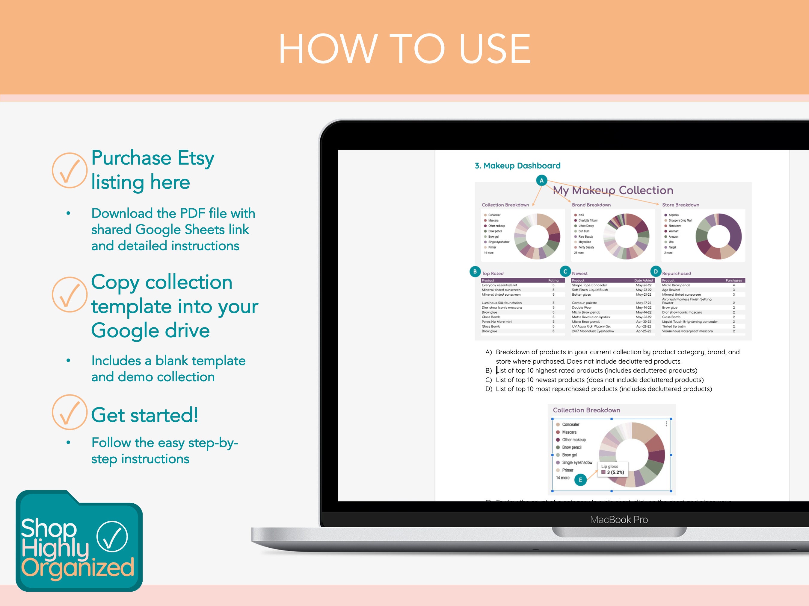 Makeup Collection Tracker: Google Sheets Inventory Template (digital ...