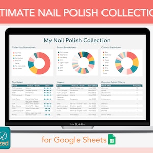 Ultimative Nagellack-Sammlung für Google Sheets | Shop Hoch organisiert | Virtuelles Kosmetikinventar, Tracker, Tabelle, Vorlage