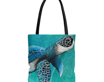 Sea Turtle Tote Bag, Sea Turtle Art Gifts, beach lover gift for Mom