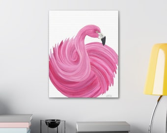 Pink Flamingo Painting Print Canvas Gallery Wrap