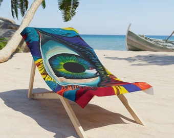 Abstract Eye Beach Towel, Bath Towel, beach gifts, Summer Beach Towel,  Cruise Towel, Pool Towel, Spring Break Towel, beach vacation gift