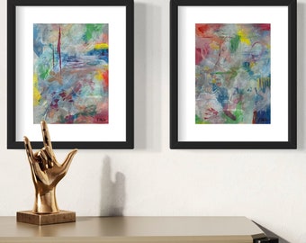 Abstract paintings, colorful original art, set of 2, modern art, trending art, wall art