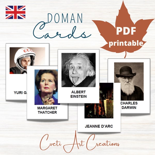 Famous PEOPLE Card Material *23 Montessori Nomenclature Flash Cards * Educational Homeschooling Printable * Doman Cards