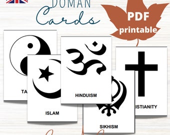 RELIGIONS Card Material * 10 Montessori Nomenclature Flash Cards * Educational Homeschooling Printable * Doman Cards