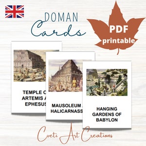 7 WONDERS of the WORLD Card Material * 14 Montessori Nomenclature Flash Cards * Educational Homeschooling Printable*  Doman Cards