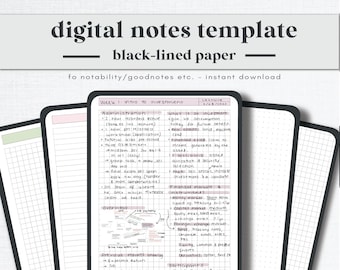 White Lined Paper Digital Notes iPad Notes Grid Paper, Lined Paper, Dot ...