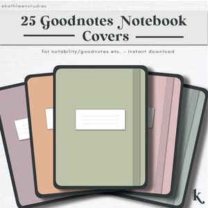 25 Pastel Digital Notebook Covers | Digital Download | A4 PDF and PNG | Minimal Pastel Aesthetic | Goodnotes Notability | Template | Pages