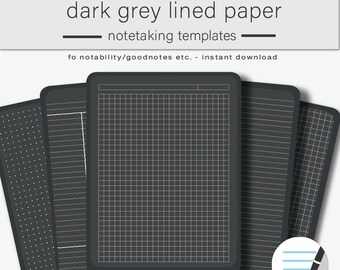 Dunkelgraues liniertes Papier | Digitale Notizen | Ipad Notizen | Rasterpapier, Liniertes Papier, Punktepapier, Cornelpapier | Digitale Notizbuch | Ästhetisch