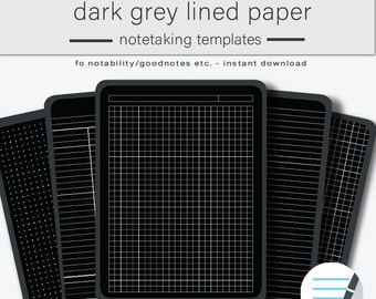 Schwarzes liniertes Papier | Digitale Notizen | Ipad Notizen | Rasterpapier, Liniertes Papier, Punktepapier, Cornelpapier | Digitale Notizbuch | Ästhetisch