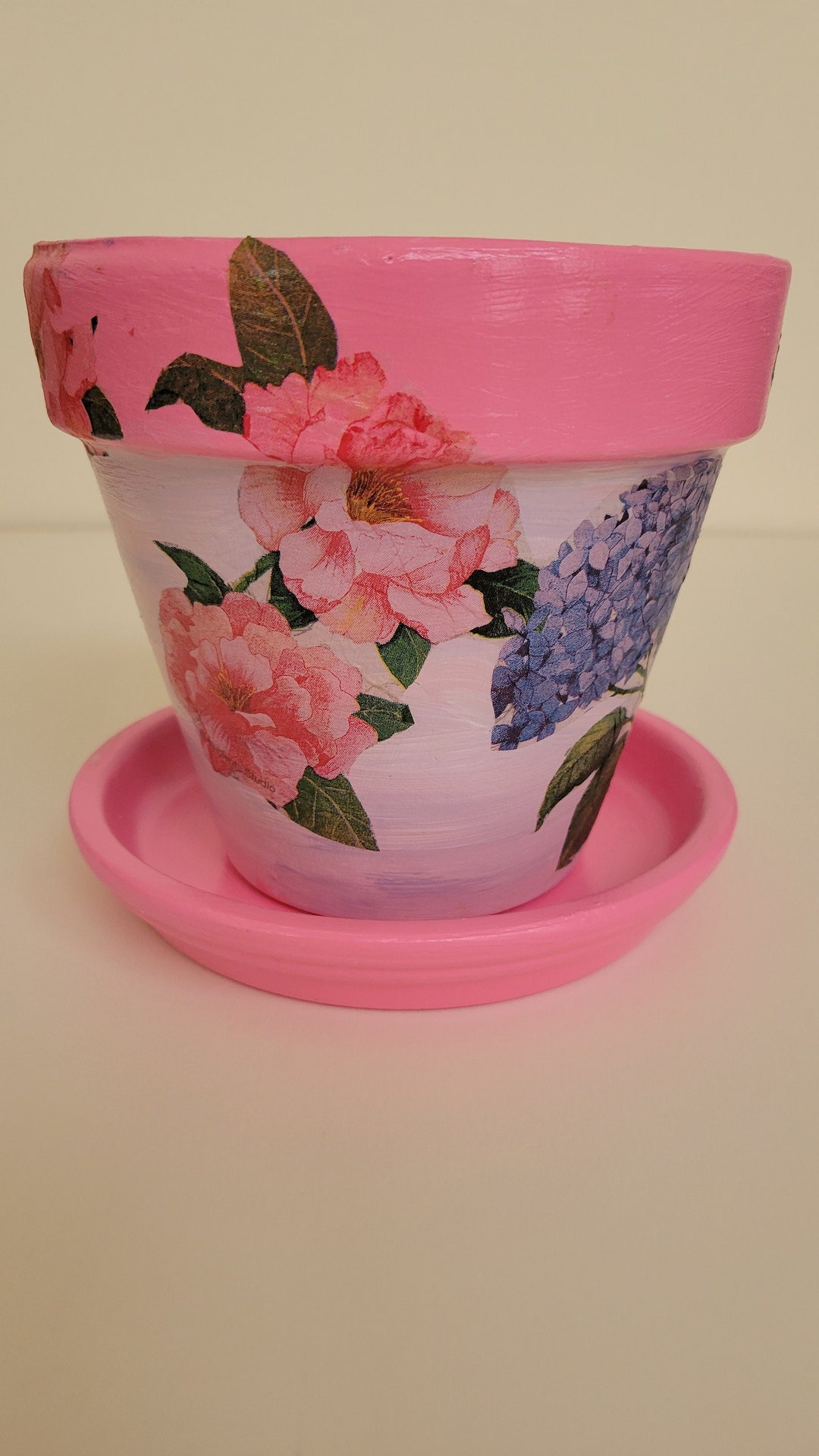 Handmade Decoupage Terra Cotta Flower Pot Bubble Gum With Etsy