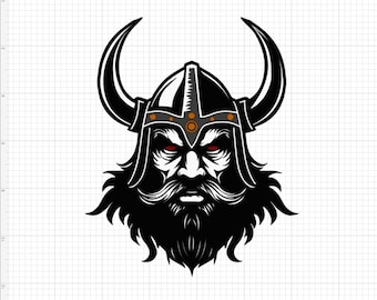 Viking Warrior Face SVG & PNG | Viking Helmet Design | Norse Mythology Art | Printable Digital Download