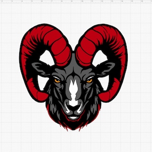Fierce Red Ram Head Clipart - SVG & PNG Digital Download for Crafting and Design Projects